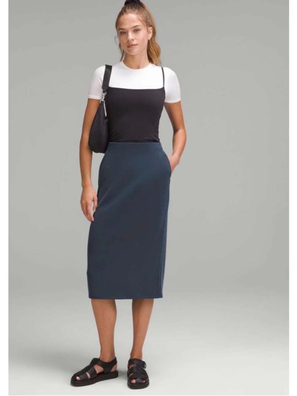 lululemon softstreme high rise midi skirt-true navy